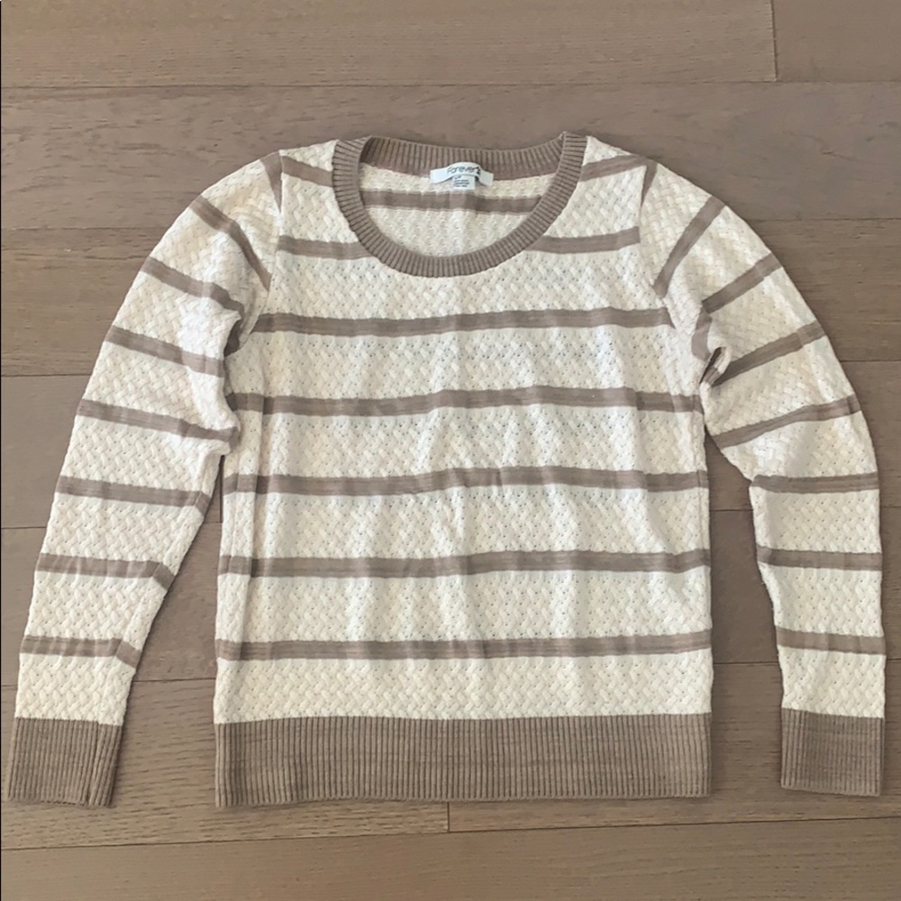 Forever 21 Cream Stripe Knit Sweater